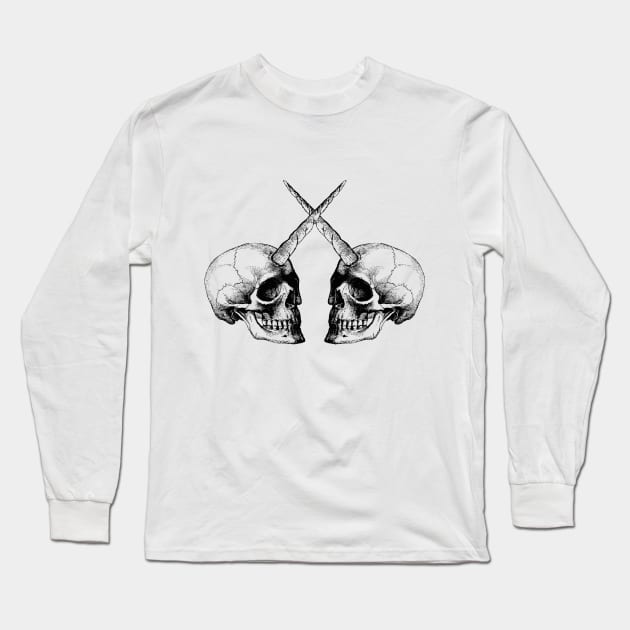 Unicorn Skull Gemini Long Sleeve T-Shirt by VeRaWoNg